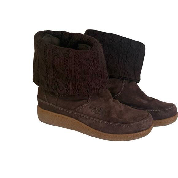 The North Face Women’s Suede Knit Cuff Boots Brown Size 6.5 | 200g PrimaLoft - Picture 1 of 6